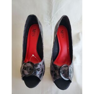 Minx Me Women's Heels Black Leopard Size 9, 4"